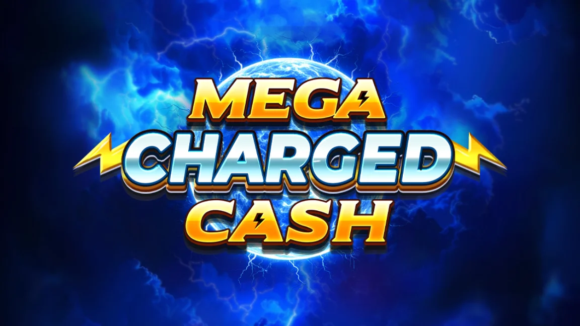 The promotional header for Mega Charged Cash, an online slot game on Betty.