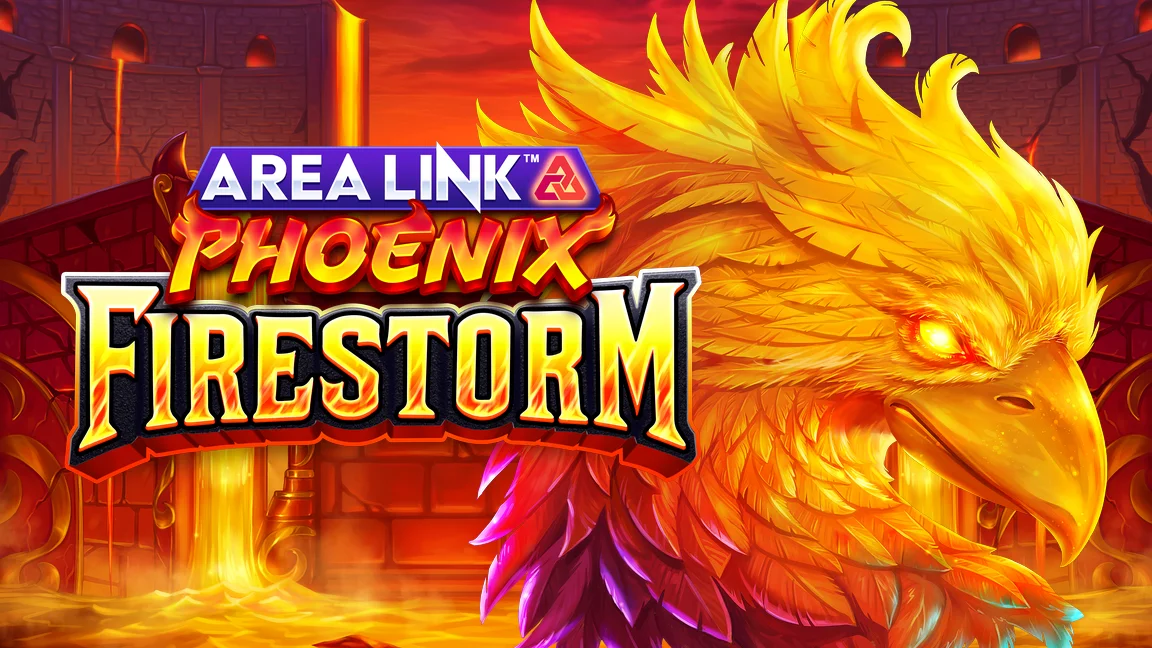 The promotional header for Area Link™ Phoenix Firestorm, an online slot game on Betty.