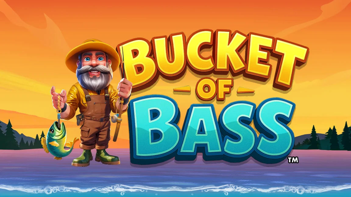 The promotional header for Bucket of Bass™, an online slot game on Betty.