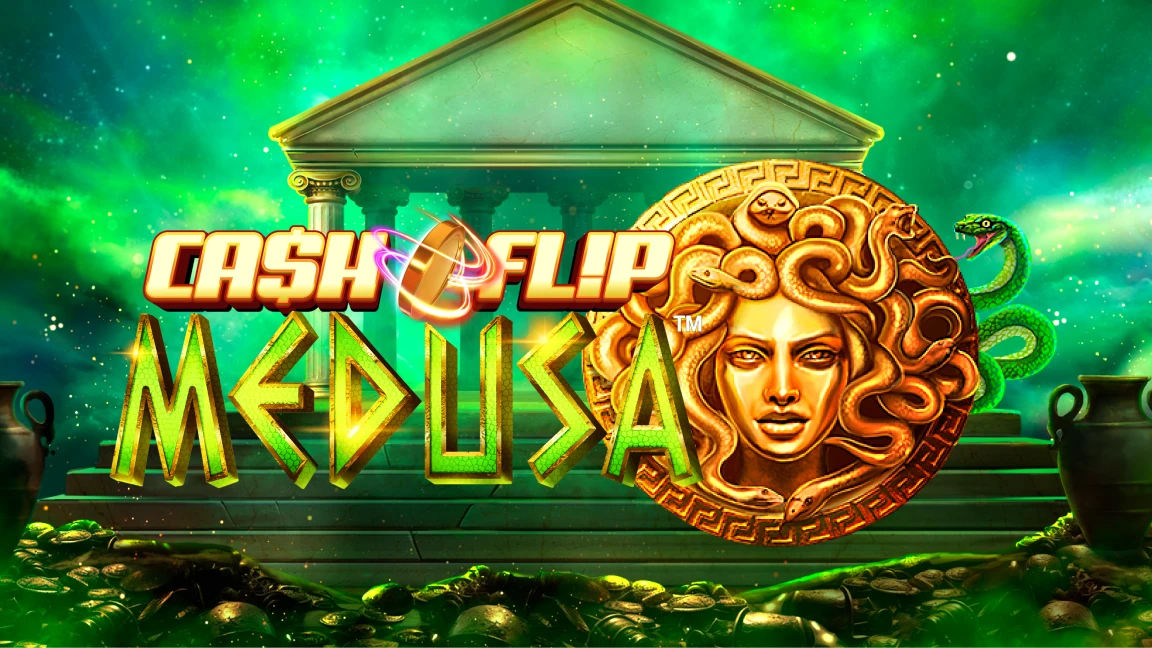 The promotional header for Cash Flip Medusa™, an online slot game on Betty.