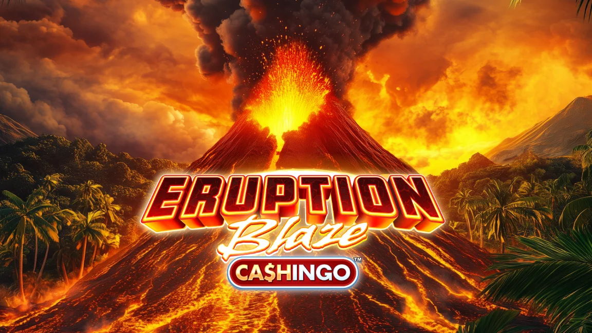 The promotional header for Eruption Blaze CASHINGO™, an online slot game on Betty.