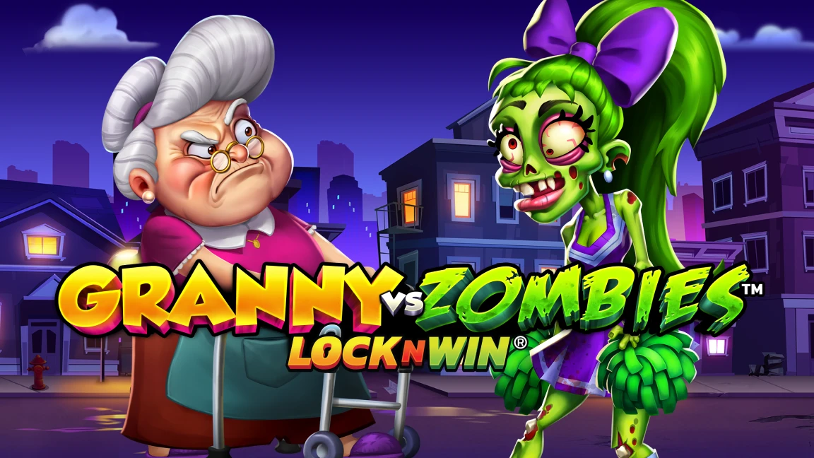 The promotional header for Granny Vs Zombies™, an online slot game on Betty.