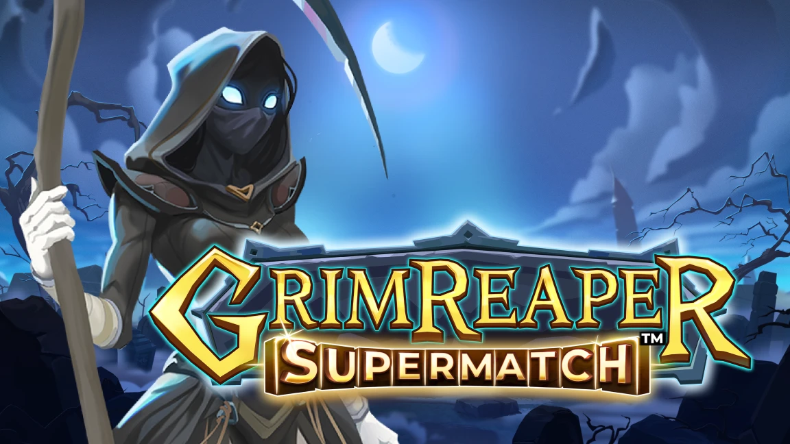 The promotional header for Grim Reaper Supermatch, an online slot game on Betty.