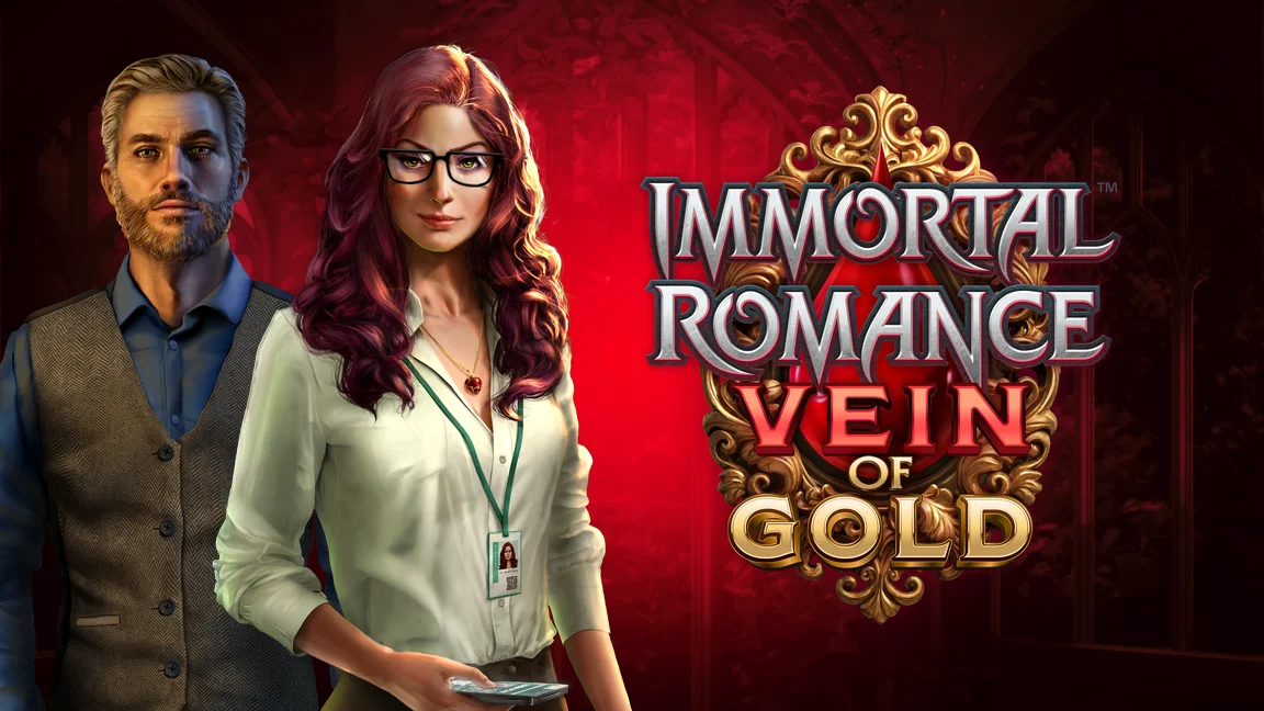 The promotional header for Immortal Romance Vein of Gold™, an online slot game on Betty.