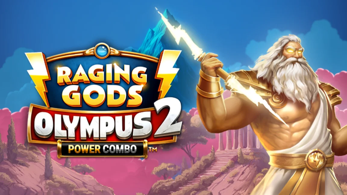 The promotional header for Raging Gods: Olympus 2 POWER COMBO™, an online slot game on Betty.