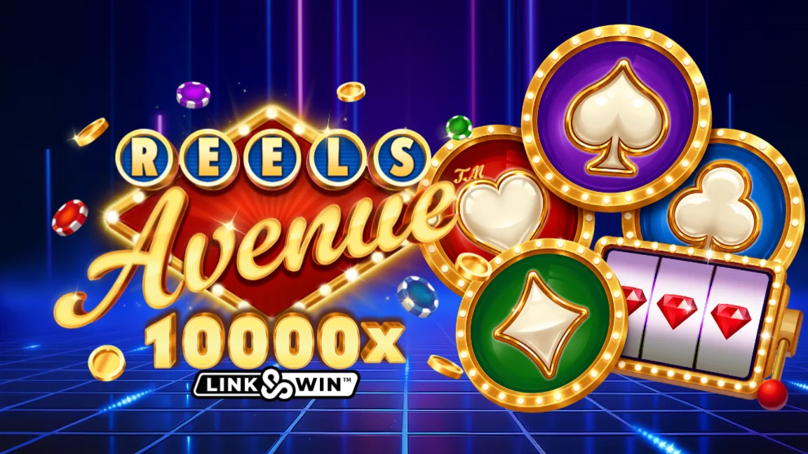 The promotional header for Reels Avenue Link&Win™, an online slot game on Betty.
