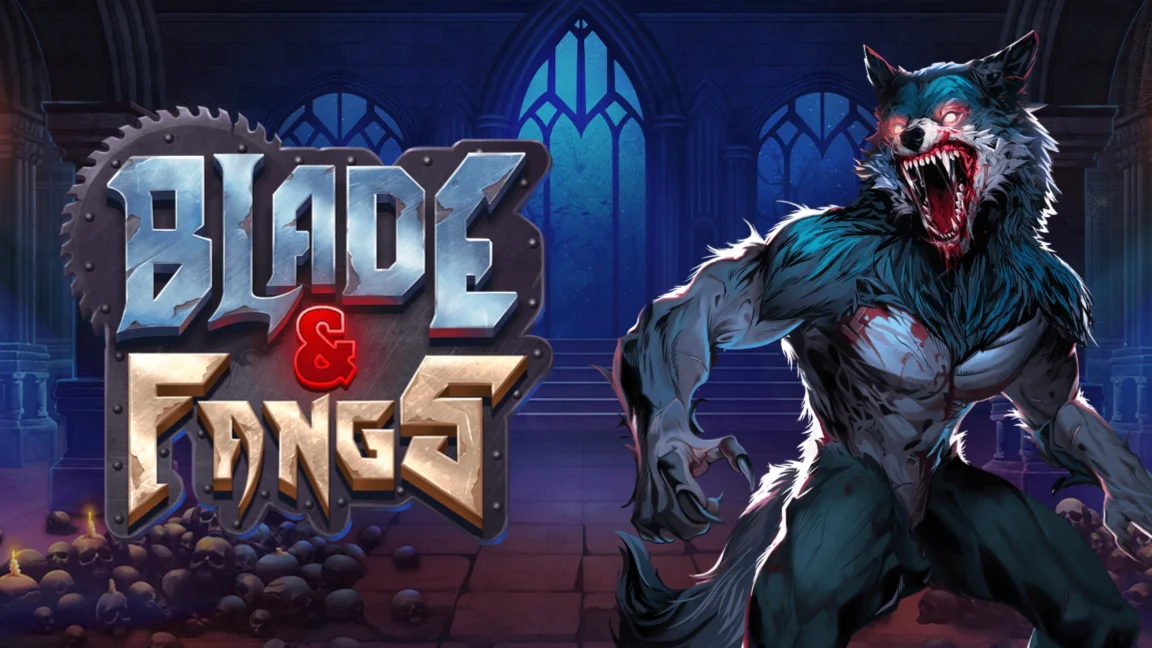 The promotional header for Blade & Fangs, an online slot game on Betty.