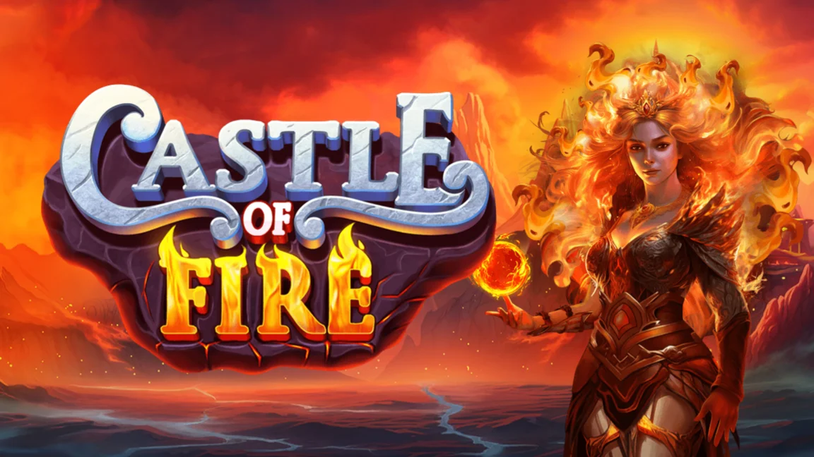 The promotional header for Castle of Fire, an online slot game on Betty.
