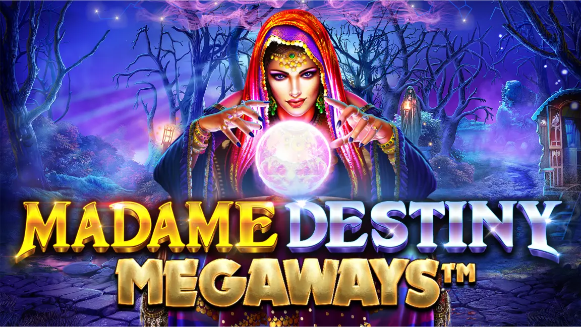 The promotional header for Madame Destiny Megaways™, an online slot game on Betty.