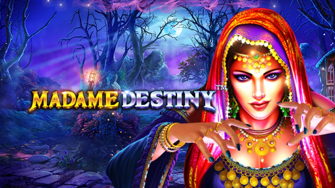 The promotional header for Madame Destiny, an online slot game on Betty.