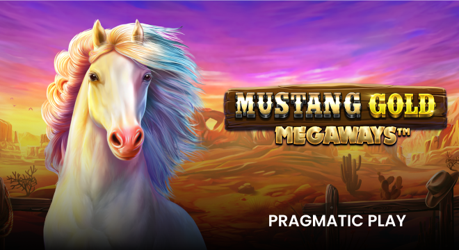 The promotional header for Mustang Gold Megaways™, an online slot game on Betty.