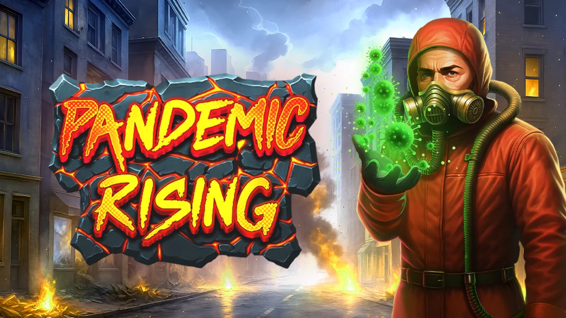 The promotional header for Pandemic Rising, an online slot game on Betty.