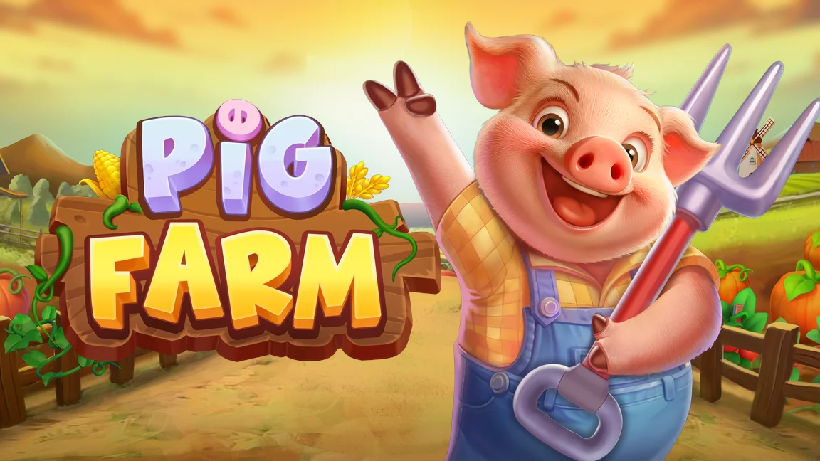 The promotional header for Pig Farm, an online slot game on Betty.