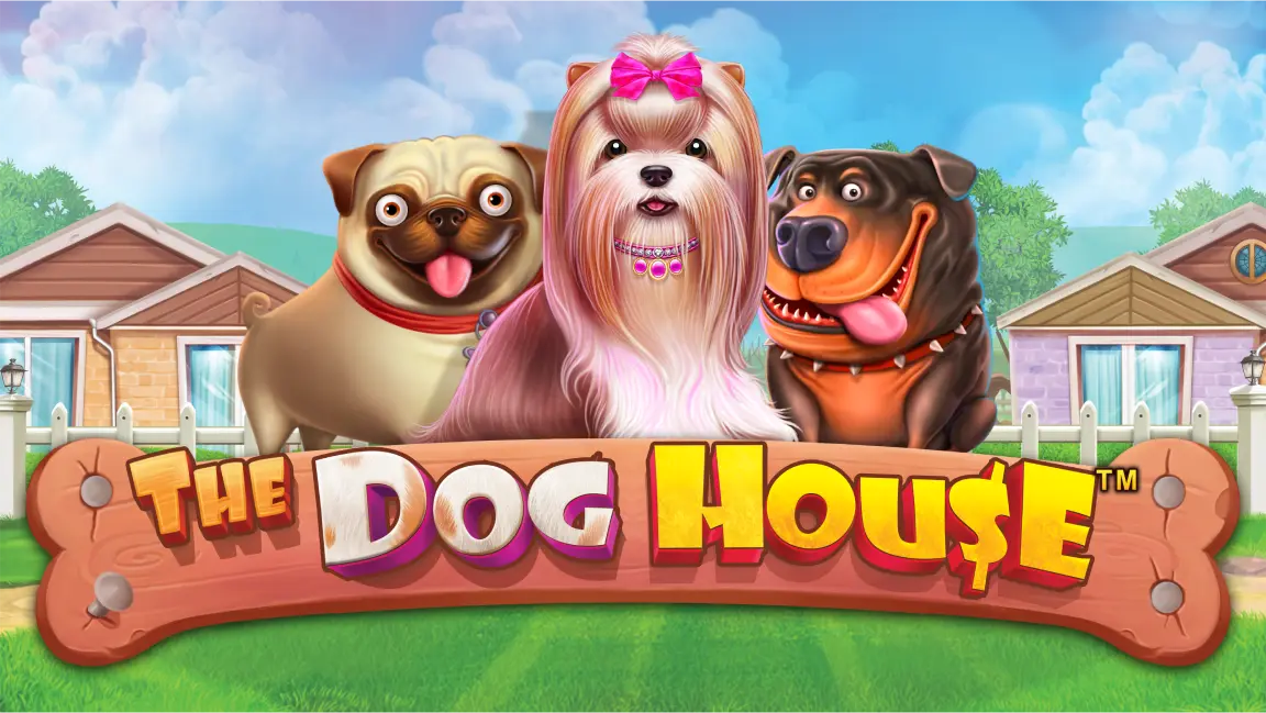 The promotional header for The Dog House, an online slot game on Betty.