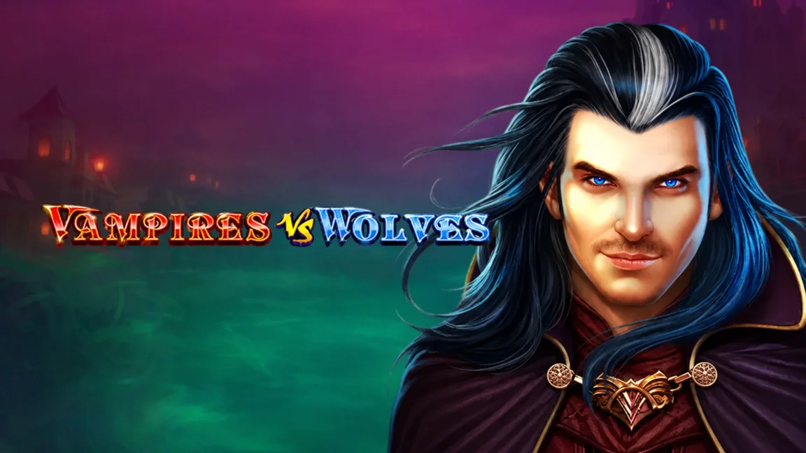 The promotional header for Vampires vs Wolves, an online slot game on Betty.
