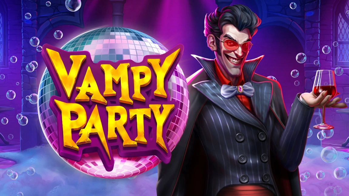 The promotional header for Vampy Party, an online slot game on Betty.